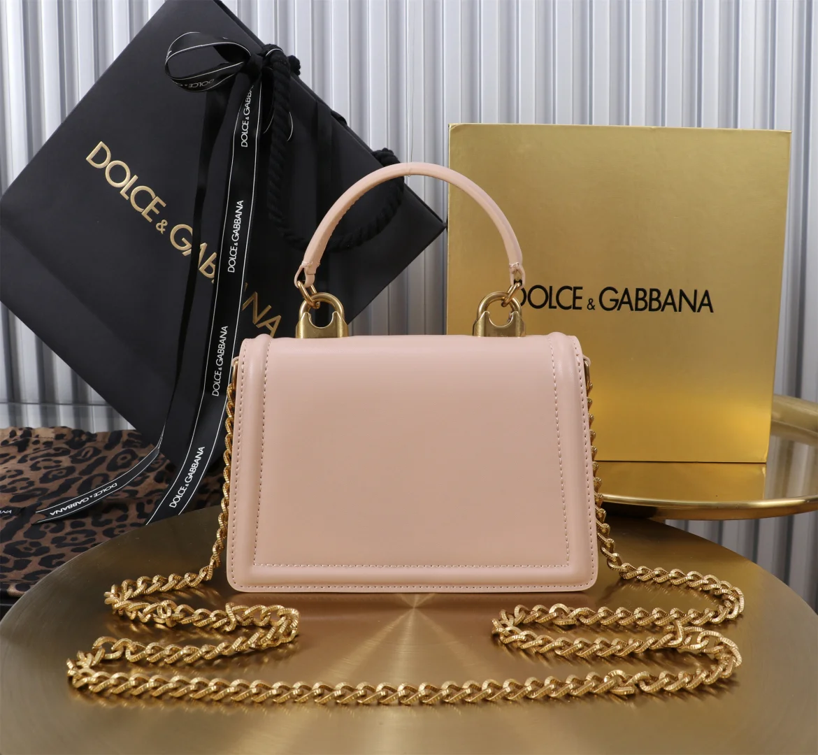 DOLCE & GABBANA Shoulder Bags Leather Pink-Gold 19X4.5X13CM D5010067240 - Image 3