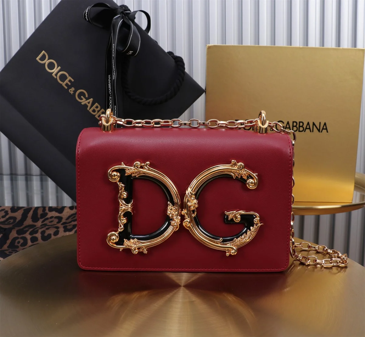 DOLCE & GABBANA Shoulder Bags Nappa Leather Red-Gold 21X5X13.5CM E0010067109