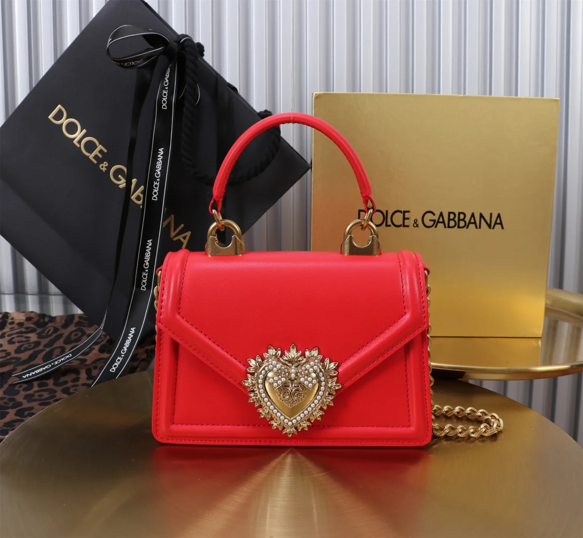 DOLCE & GABBANA Shoulder Bags Red-Gold 19X4.5X13CM D5010067241