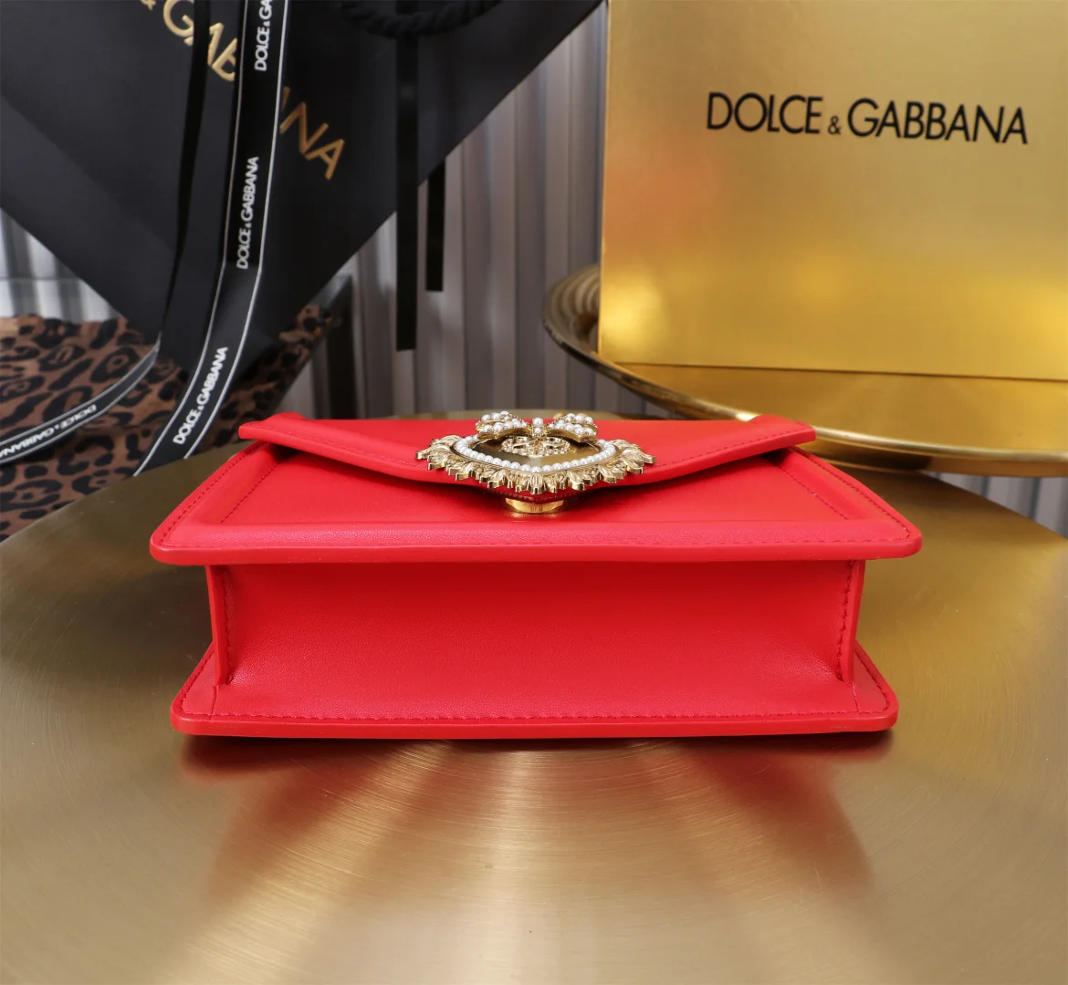 DOLCE & GABBANA Shoulder Bags Red-Gold 19X4.5X13CM D5010067241 - Image 4