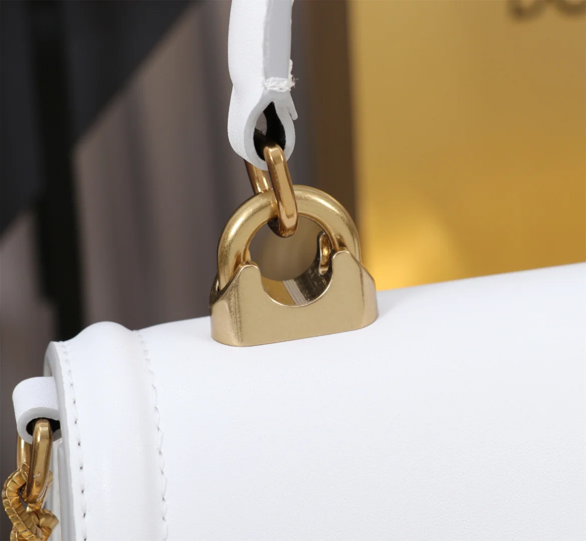 DOLCE & GABBANA Shoulder Bags Top-grain Leather White-Gold 19X4.5X13CM D5010067229 - Image 7