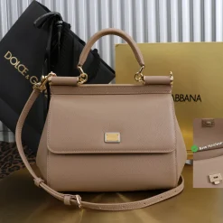 DOLCE & GABBANA Top Handle Bags Beige-Gold 20X16X8CM H5010066001