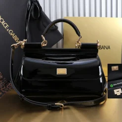 DOLCE & GABBANA Top Handle Bags Black-Gold 25X17X9CM A00010066038
