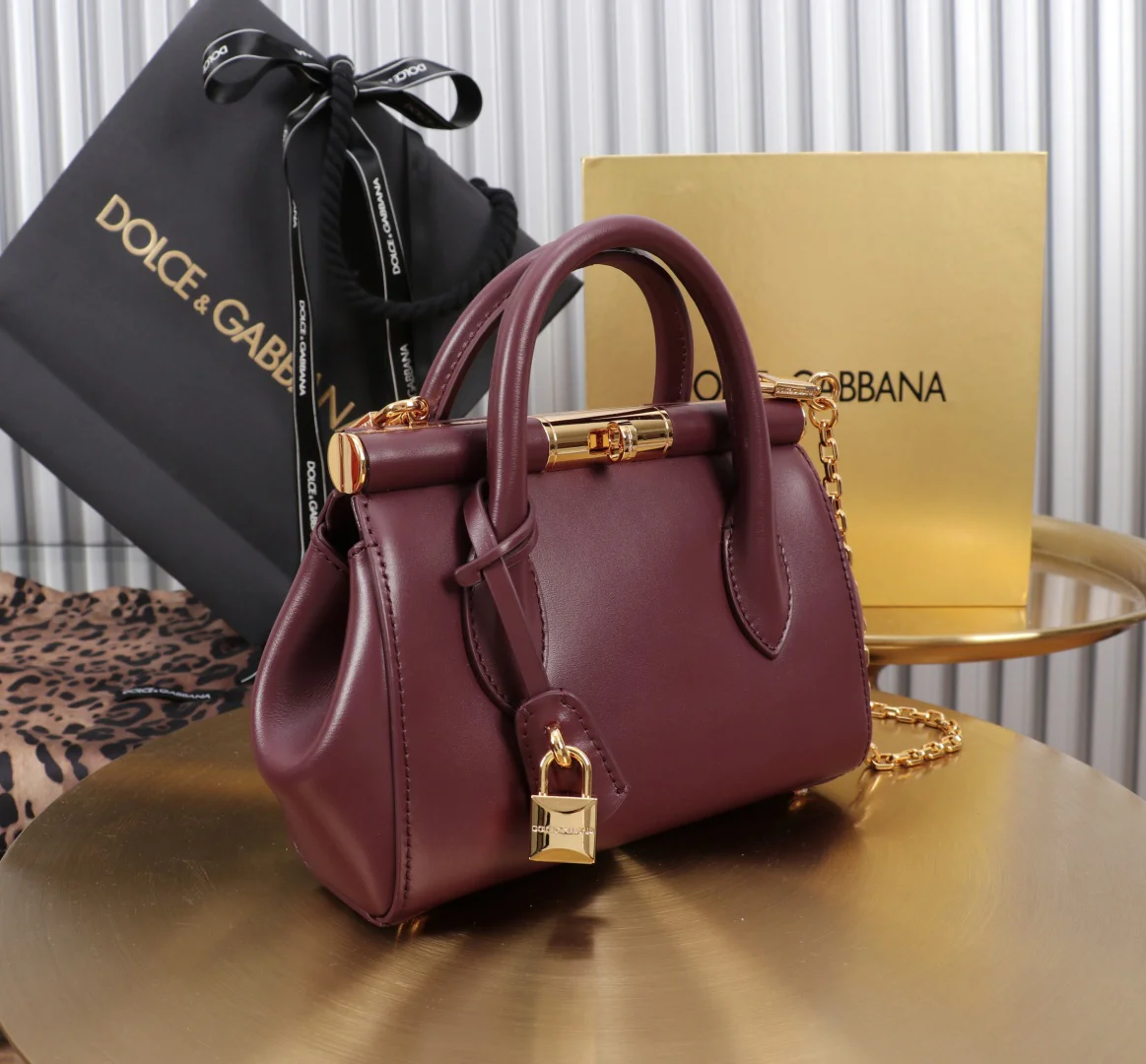 DOLCE & GABBANA Top Handle Bags Burgundy-Gold 19X13.5X7CM A19010066137 - Image 2