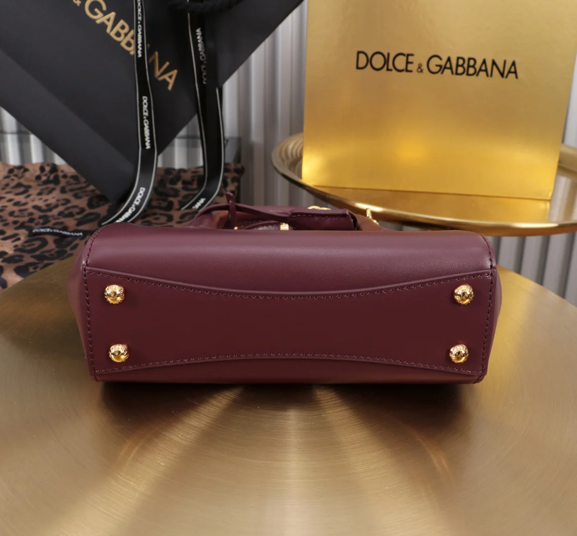 DOLCE & GABBANA Top Handle Bags Burgundy-Gold 19X13.5X7CM A19010066137 - Image 4