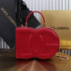 DOLCE & GABBANA Top Handle Bags Calf Leather Red-Gold 20X15X6.5CM A22010067287