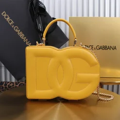 DOLCE & GABBANA Top Handle Bags Calf Leather Yellow-Gold 20X15X6.5CM A22010067286
