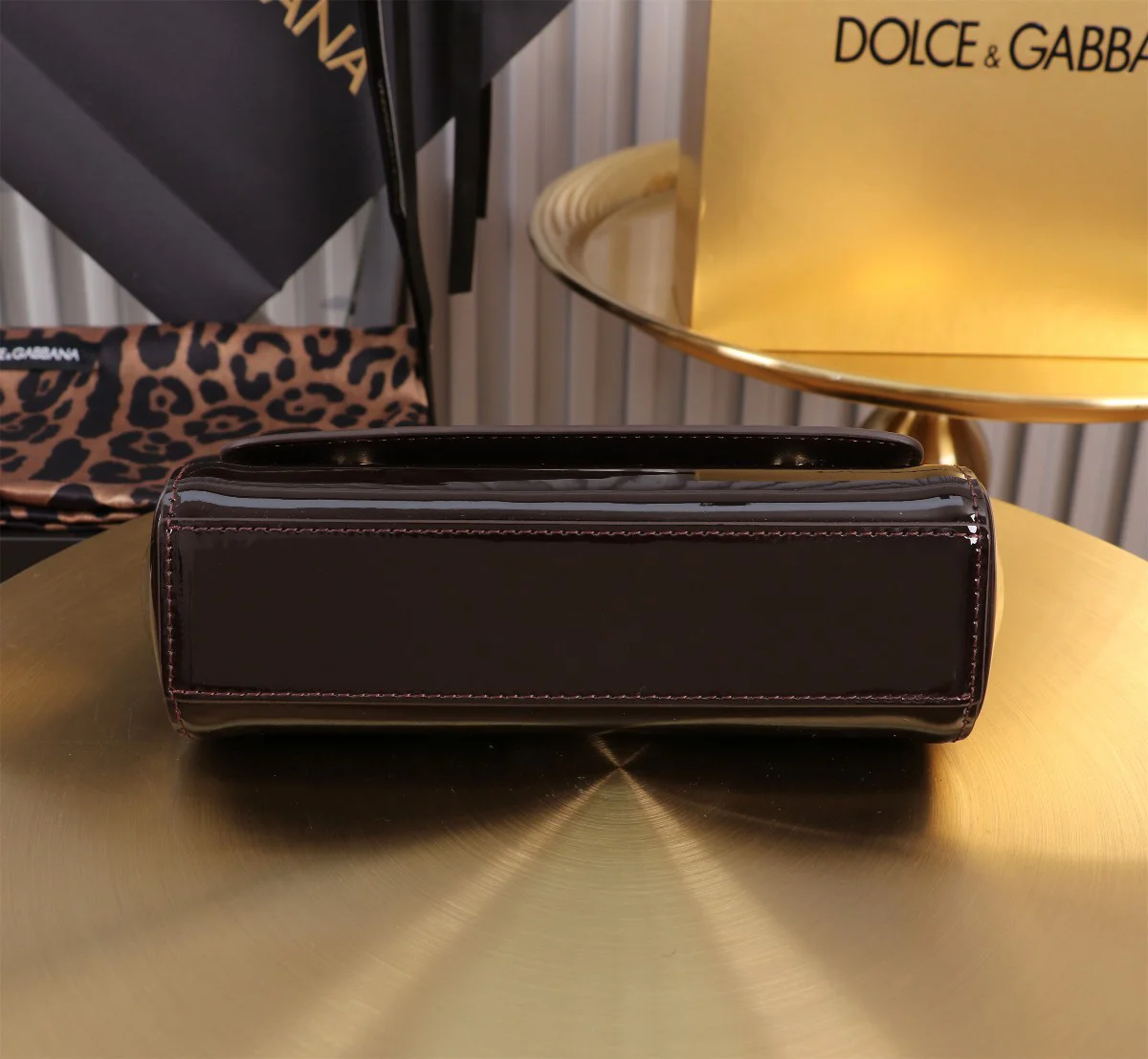 DOLCE & GABBANA Top Handle Bags Calfskin Brown-Gold 11X18X6CM G0010066294 - Image 4