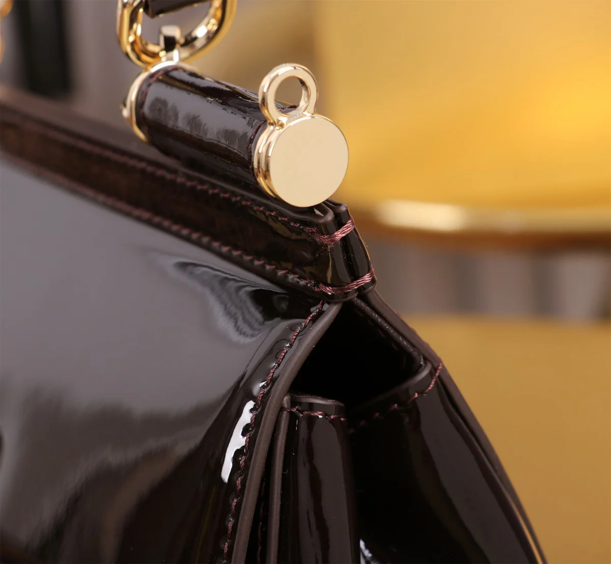 DOLCE & GABBANA Top Handle Bags Calfskin Brown-Gold 11X18X6CM G0010066294 - Image 8