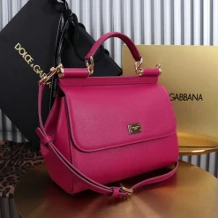 Alternative view of DOLCE & GABBANA Top Handle Bags Calfskin Leather Fuchsia-Gold 25X12X20CM I6010066021