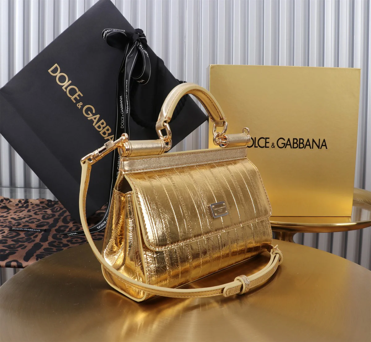 DOLCE & GABBANA Top Handle Bags Calfskin Leather Gold 18X11X6CM G0010066168 - Image 2