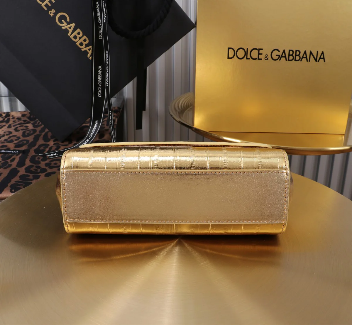 DOLCE & GABBANA Top Handle Bags Calfskin Leather Gold 18X11X6CM G0010066168 - Image 4