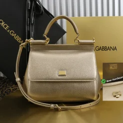 DOLCE & GABBANA Top Handle Bags Calfskin Leather Gold 20X16X8CM H5010065998