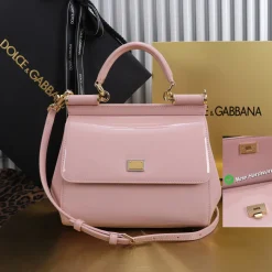 DOLCE & GABBANA Top Handle Bags Calfskin Leather Pink-Gold 20X16X8CM I0010065986