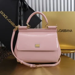 Alternative view of DOLCE & GABBANA Top Handle Bags Calfskin Leather Pink-Gold 20X16X8CM I0010065986