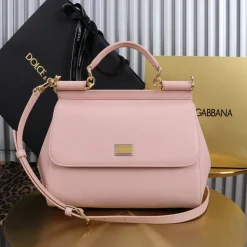 DOLCE & GABBANA Top Handle Bags Calfskin Leather Pink-Gold 25X12X20CM I6010066019