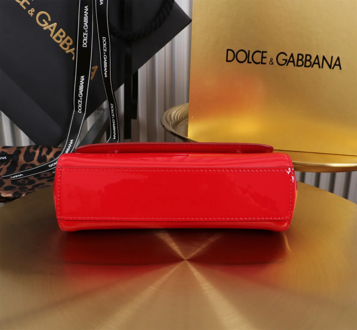 DOLCE & GABBANA Top Handle Bags Calfskin Leather Red-Gold 11X18X6CM G0010066090 - Image 4
