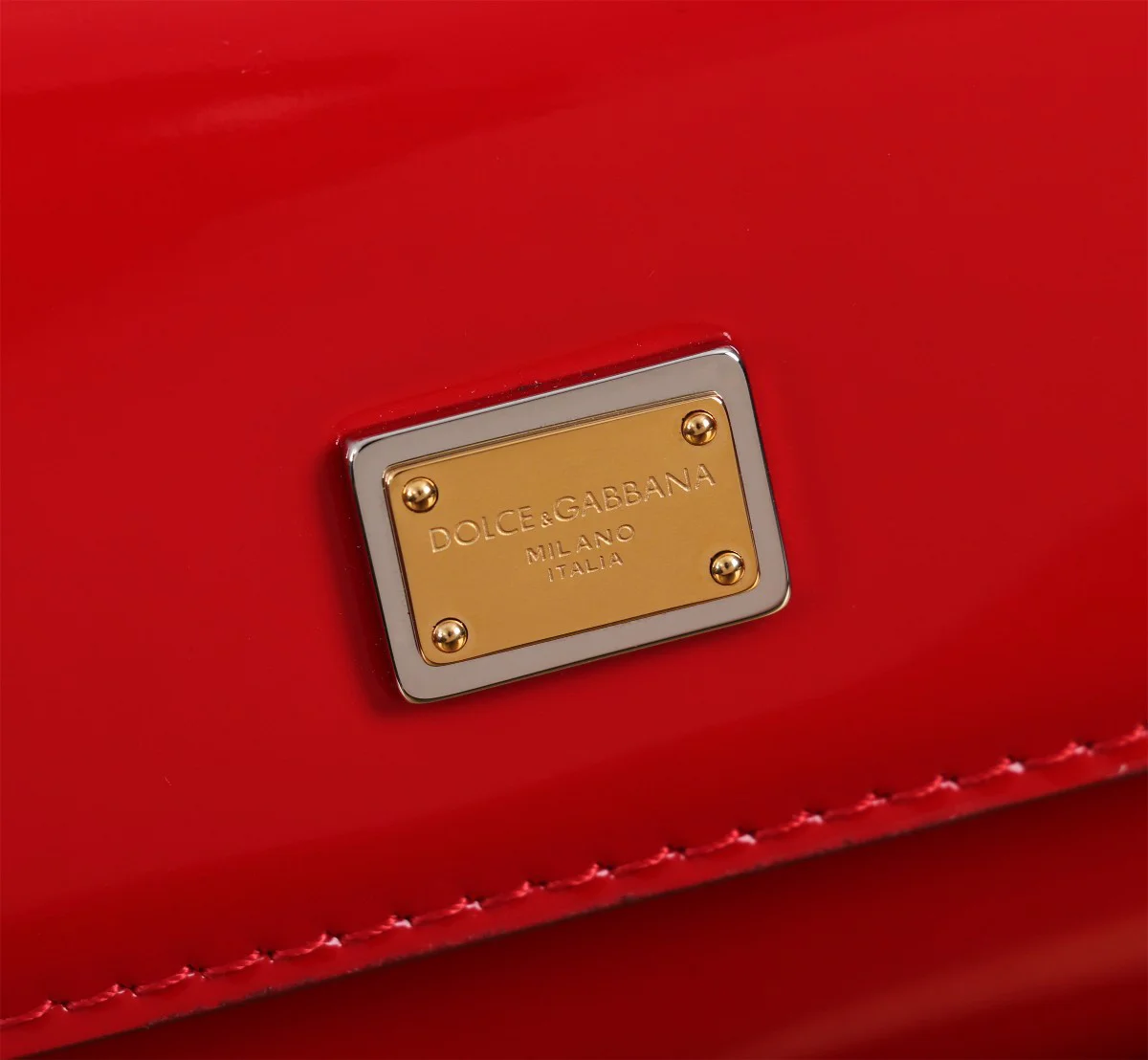 DOLCE & GABBANA Top Handle Bags Calfskin Leather Red-Gold 11X18X6CM G0010066090 - Image 6