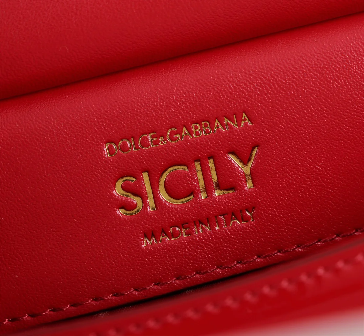 DOLCE & GABBANA Top Handle Bags Calfskin Leather Red-Gold 11X18X6CM G0010066090 - Image 8