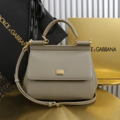 Alternative view of DOLCE & GABBANA Top Handle Bags Calfskin Leather Taupe-Gold 20X16X8CM H5010065999
