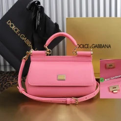 DOLCE & GABBANA Top Handle Bags Calfskin Pink-Gold 18X11X6CM G4010067317