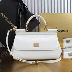 DOLCE & GABBANA Top Handle Bags Calfskin White-Gold 25X17X9CM A00010066035