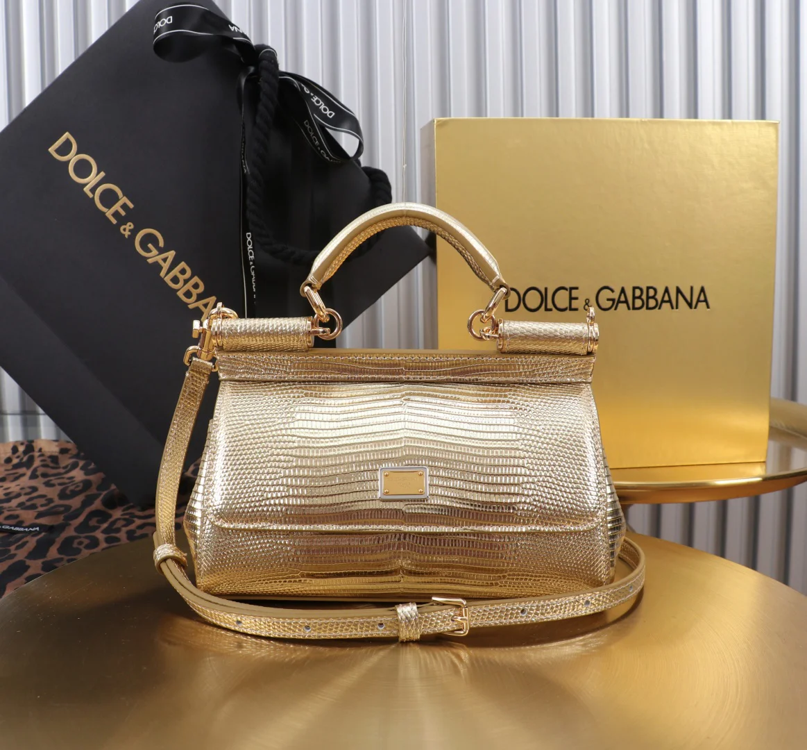 DOLCE & GABBANA Top Handle Bags Gold 18X11X6CM G5010067202