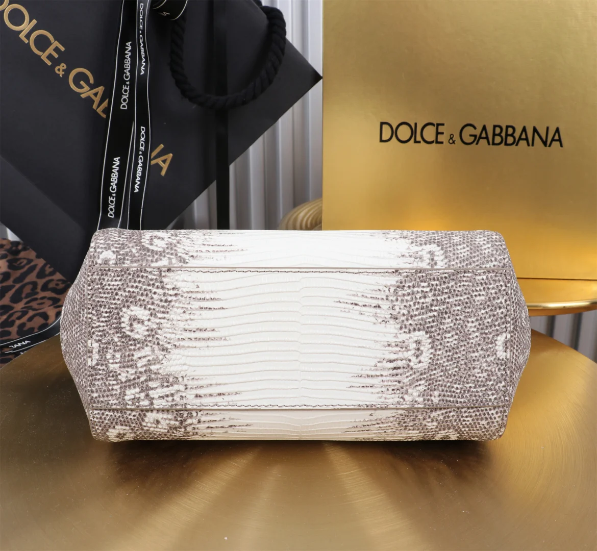 DOLCE & GABBANA Top Handle Bags Lizard Texture White-Gray 20X16X8CM H3010067189 - Image 4