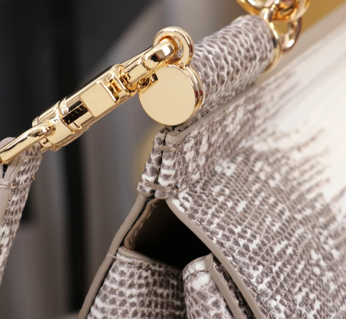 DOLCE & GABBANA Top Handle Bags Lizard Texture White-Gray 20X16X8CM H3010067189 - Image 6