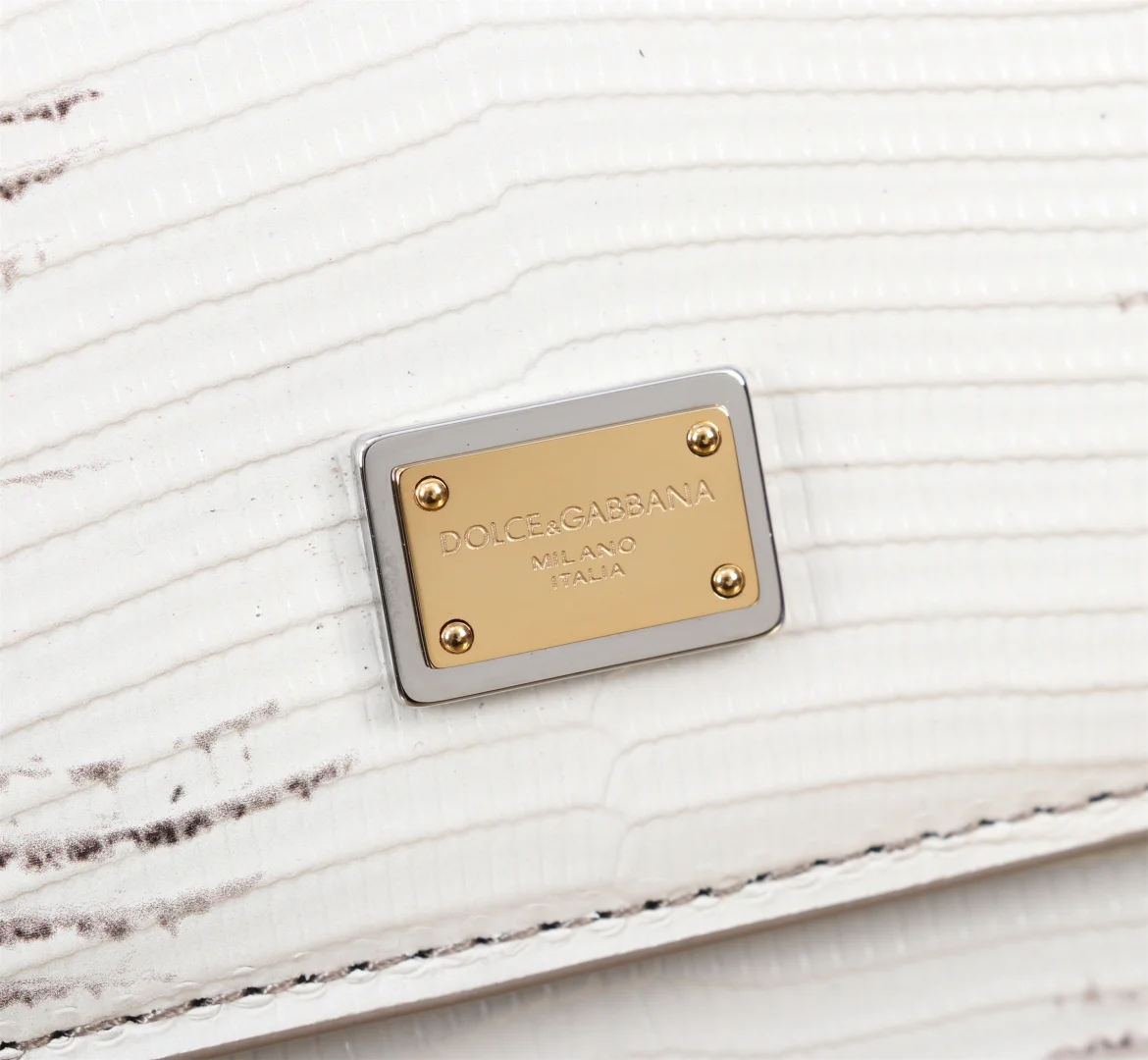 DOLCE & GABBANA Top Handle Bags Lizard Texture White-Gray 20X16X8CM H3010067189 - Image 9