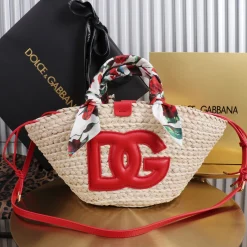 DOLCE & GABBANA Totes Bags Raffia Beige-Red 35X28X16CM H6010067294