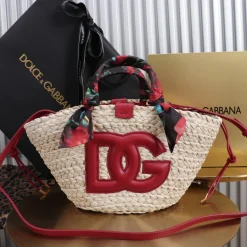 DOLCE & GABBANA Totes Bags Raffia Woven Beige-Red 35X28X16CM H6010067291
