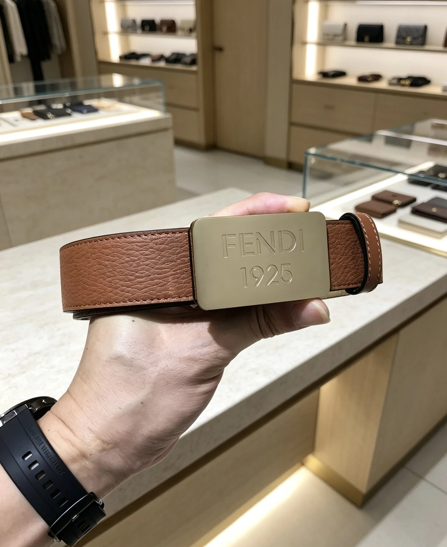 FENDI Belts Brown-Gold 35mm Width A8010050329