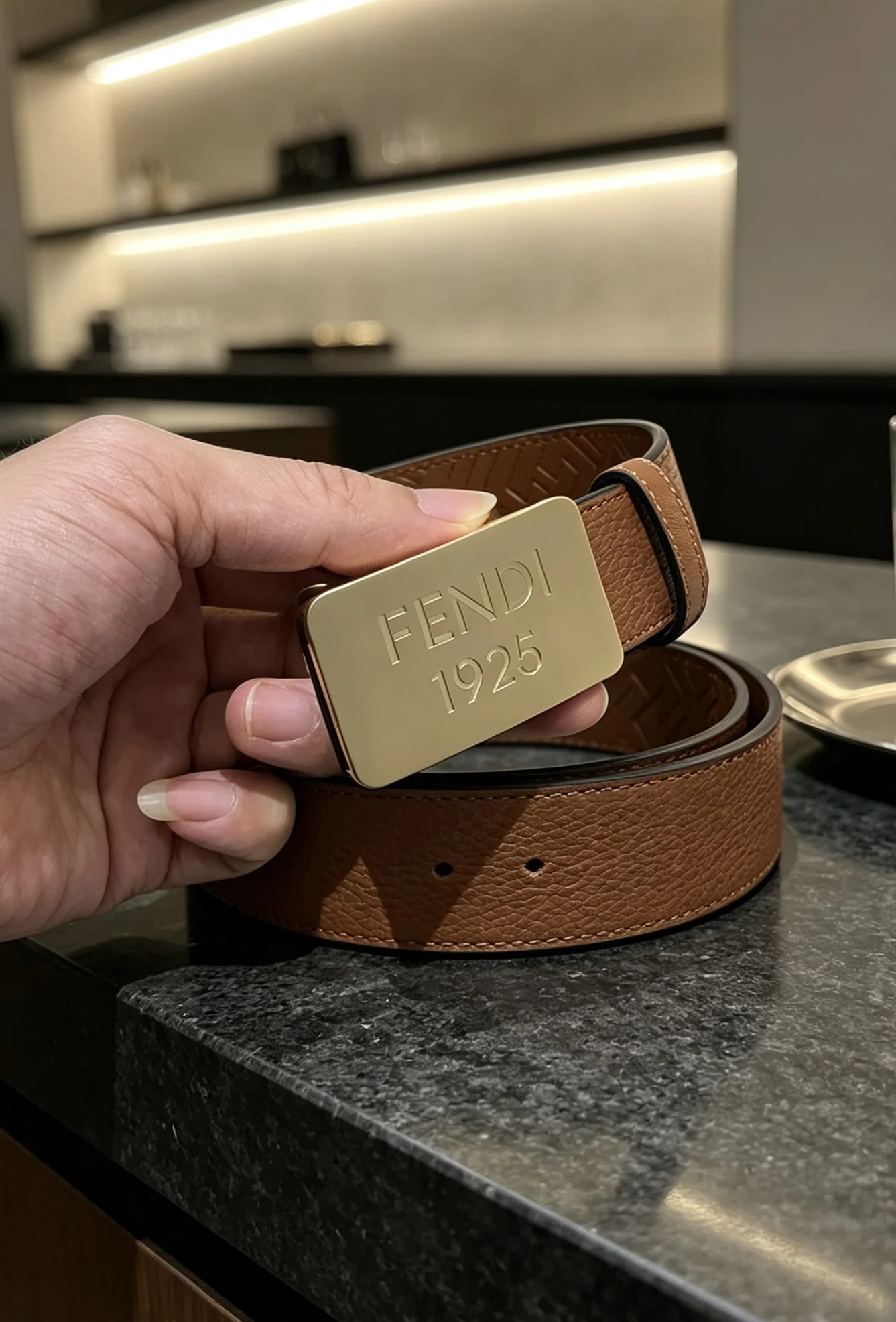 FENDI Belts Brown-Gold 35mm Width A8010050329 - Image 3
