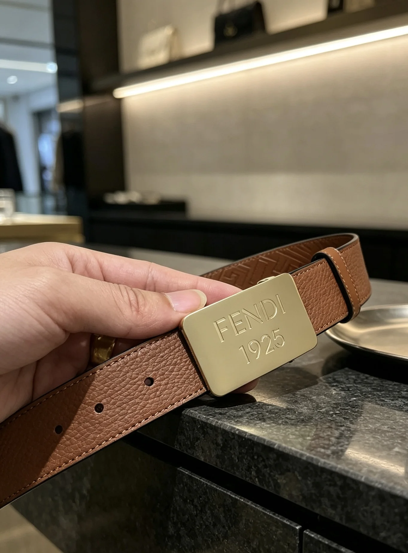 FENDI Belts Brown-Gold 35mm Width A8010050329 - Image 4