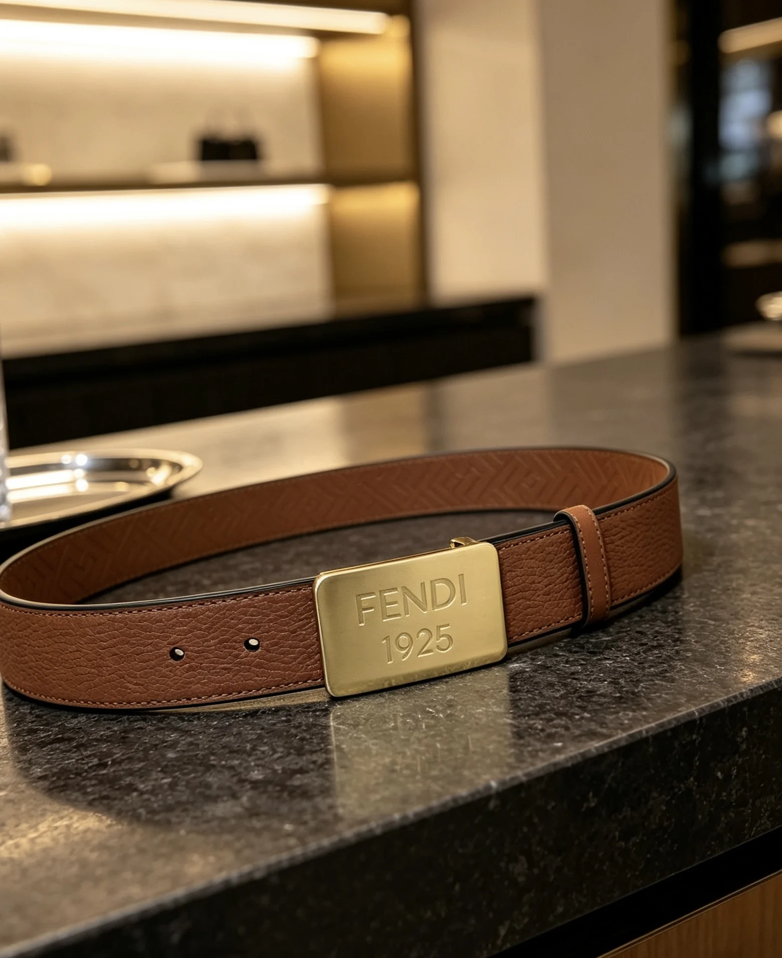 FENDI Belts Brown-Gold 35mm Width A8010050329 - Image 7