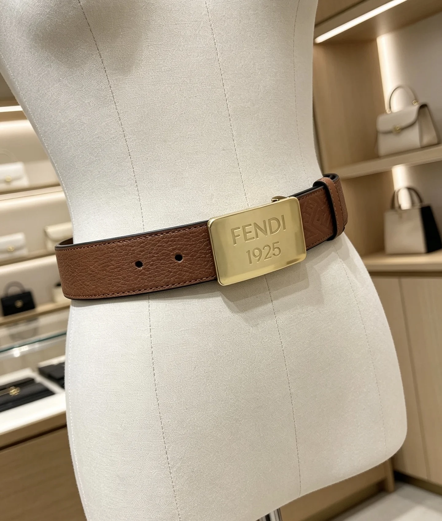 FENDI Belts Brown-Gold 35mm Width A8010050329 - Image 9