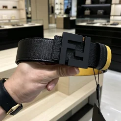FENDI Belts Leather Black-Yellow 38mm Width A8010050117
