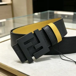 Alternative view of FENDI Belts Leather Black-Yellow 38mm Width A8010050117