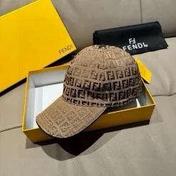 Alternative view of FENDI Caps Canvas Leather Brown-Gold ONE SIZE F010072064