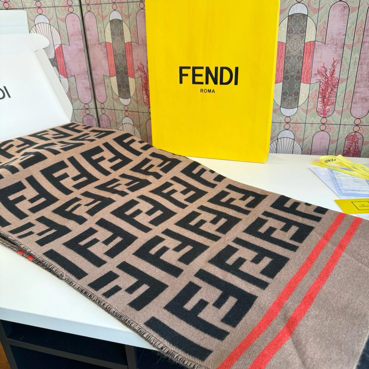 FENDI Scarves Brown-Black A9510071165 - Image 10