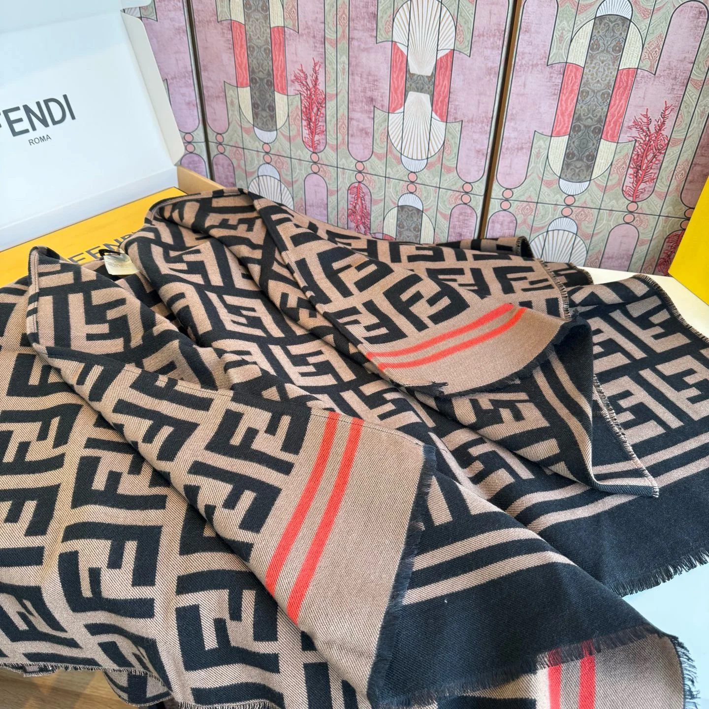 FENDI Scarves Brown-Black A9510071165 - Image 3