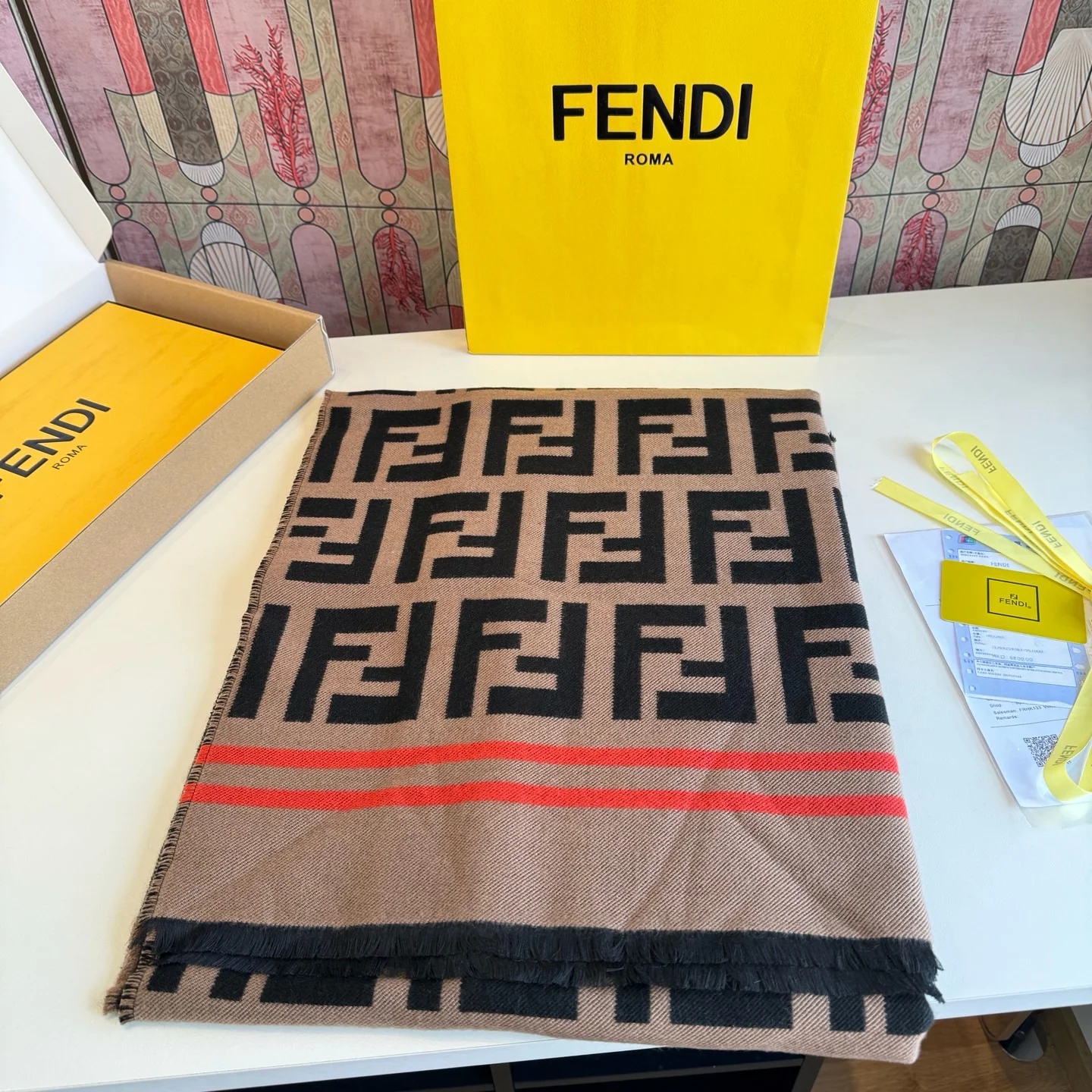 FENDI Scarves Brown-Black A9510071165 - Image 7