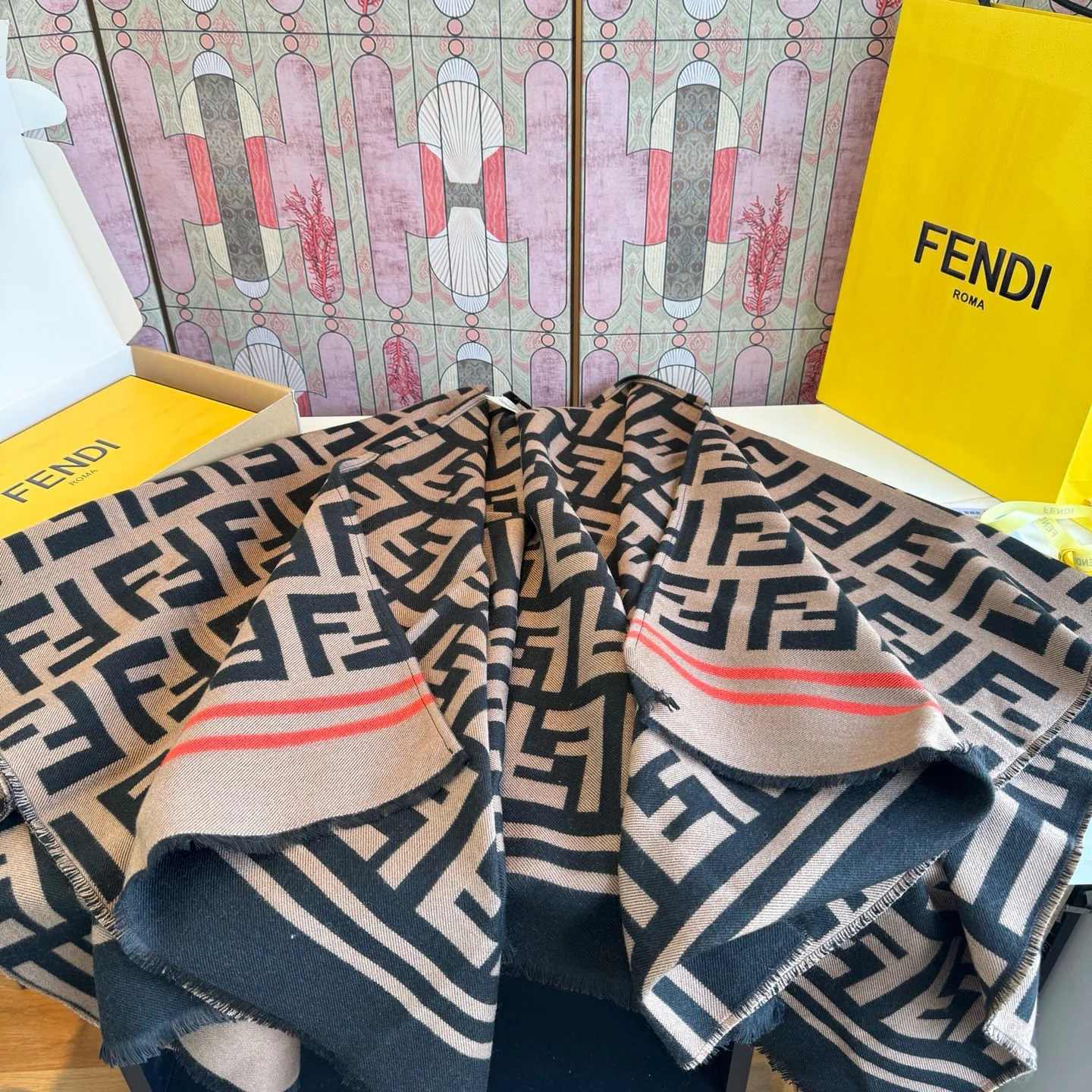 FENDI Scarves Brown-Black A9510071165 - Image 8