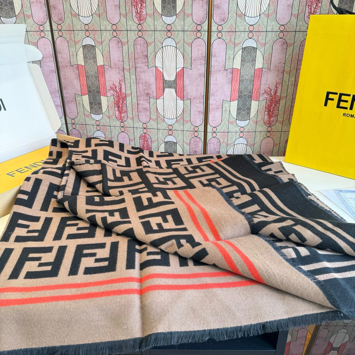 FENDI Scarves Brown-Black A9510071165 - Image 9