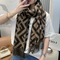 FENDI Scarves Cashmere Brown-Black ONE SIZE A5510071493