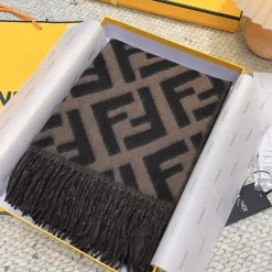 Alternative view of FENDI Scarves Cashmere Brown-Black ONE SIZE A5510071493