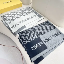 Alternative view of FENDI Scarves Cashmere White-Gray One Size A2010070744