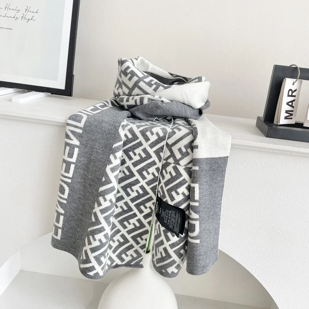 FENDI Scarves Cashmere White-Gray One Size A2010070744 - Image 8