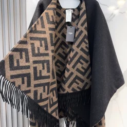 Alternative view of FENDI Scarves Cashmere Wool Black-Brown 140X150CM C5510070354
